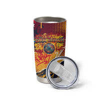 Spain Football Rule The Pitch Tumbler Cup Urban Graffiti Soccer Player Flaming Ball