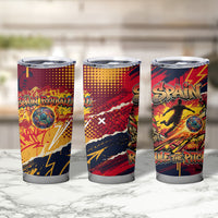 Spain Football Rule The Pitch Tumbler Cup Urban Graffiti Soccer Player Flaming Ball