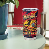 Spain Football Rule The Pitch Tumbler Cup Urban Graffiti Soccer Player Flaming Ball