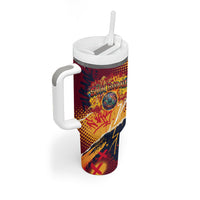 Spain Football Rule The Pitch Tumbler With Handle Urban Graffiti Soccer Player Flaming Ball