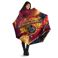 Spain Football Rule The Pitch Umbrella Urban Graffiti Soccer Player Flaming Ball