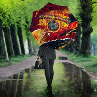 Spain Football Rule The Pitch Umbrella Urban Graffiti Soccer Player Flaming Ball
