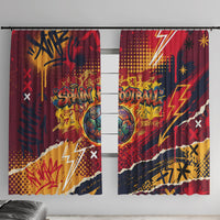 Spain Football Rule The Pitch Window Curtain Urban Graffiti Soccer Player Flaming Ball