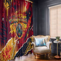 Spain Football Rule The Pitch Window Curtain Urban Graffiti Soccer Player Flaming Ball