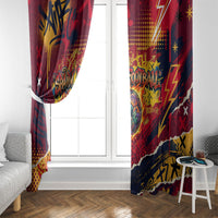 Spain Football Rule The Pitch Window Curtain Urban Graffiti Soccer Player Flaming Ball