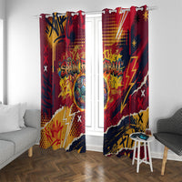 Spain Football Rule The Pitch Window Curtain Urban Graffiti Soccer Player Flaming Ball