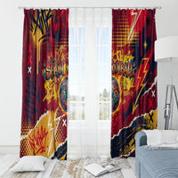 Spain Football Rule The Pitch Window Curtain Urban Graffiti Soccer Player Flaming Ball