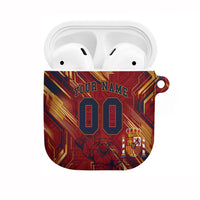 Personalized Spain Football AirPods Case Spanish Shield Bull Mascot