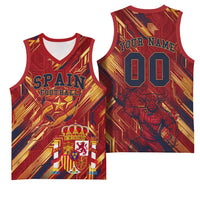 Personalized Spain Football Basketball Jersey Spanish Shield Bull Mascot