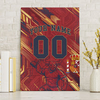 Personalized Spain Football Canvas Wall Art Spanish Shield Bull Mascot