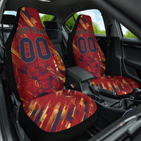 Personalized Spain Football Car Seat Cover Spanish Shield Bull Mascot