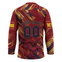 Personalized Spain Football Hockey Jersey Spanish Shield Bull Mascot