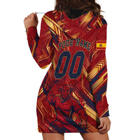 Personalized Spain Football Hoodie Dress Spanish Shield Bull Mascot