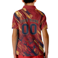 Personalized Spain Football Kid Polo Shirt Spanish Shield Bull Mascot