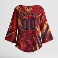 Personalized Spain Football Kimono Sleeve Blouse Spanish Shield Bull Mascot
