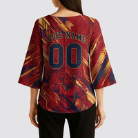 Personalized Spain Football Kimono Sleeve Blouse Spanish Shield Bull Mascot