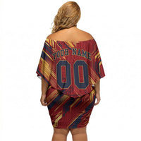 Personalized Spain Football Off Shoulder Short Dress Spanish Shield Bull Mascot