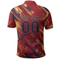 Personalized Spain Football Polo Shirt Spanish Shield Bull Mascot