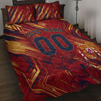 Personalized Spain Football Quilt Bed Set Spanish Shield Bull Mascot