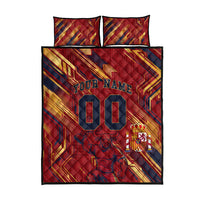 Personalized Spain Football Quilt Bed Set Spanish Shield Bull Mascot