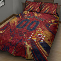 Personalized Spain Football Quilt Bed Set Spanish Shield Bull Mascot