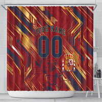 Personalized Spain Football Shower Curtain Spanish Shield Bull Mascot