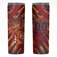 Personalized Spain Football Skinny Tumbler Spanish Shield Bull Mascot