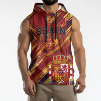 Personalized Spain Football Sleeveless Hoodie Spanish Shield Bull Mascot