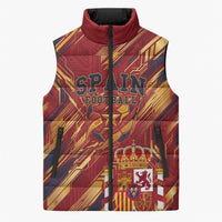 Personalized Spain Football Sleeveless Puffer Jacket Spanish Shield Bull Mascot