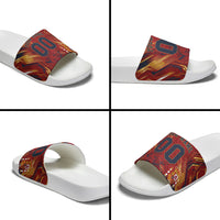 Personalized Spain Football Slide Sandals Spanish Shield Bull Mascot