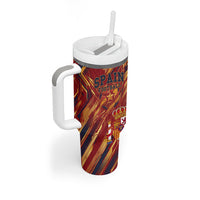 Personalized Spain Football Tumbler With Handle Spanish Shield Bull Mascot
