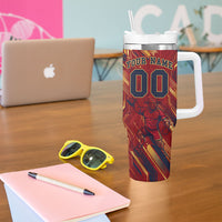 Personalized Spain Football Tumbler With Handle Spanish Shield Bull Mascot