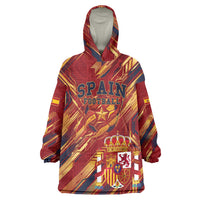 Personalized Spain Football Wearable Blanket Hoodie Spanish Shield Bull Mascot
