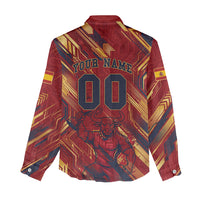 Personalized Spain Football Women Casual Shirt Spanish Shield Bull Mascot