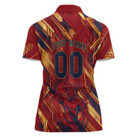 Personalized Spain Football Women Polo Shirt Spanish Shield Bull Mascot