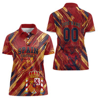 Personalized Spain Football Women Polo Shirt Spanish Shield Bull Mascot