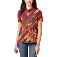 Personalized Spain Football Women Polo Shirt Spanish Shield Bull Mascot