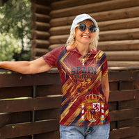 Personalized Spain Football Women Polo Shirt Spanish Shield Bull Mascot