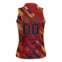 Personalized Spain Football Women Sleeveless Polo Shirt Spanish Shield Bull Mascot