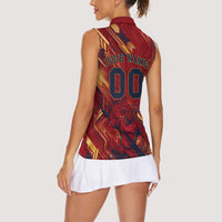 Personalized Spain Football Women Sleeveless Polo Shirt Spanish Shield Bull Mascot