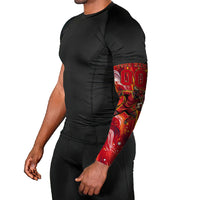 Personalized Spain Football Bull Mascot Arm Sleeves Dynamic Spanish Sunburst Abstract Flame