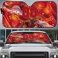 Personalized Spain Football Bull Mascot Auto Sun Shade Dynamic Spanish Sunburst Abstract Flame