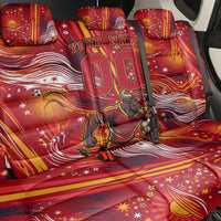 Personalized Spain Football Bull Mascot Back Car Seat Cover Dynamic Spanish Sunburst Abstract Flame