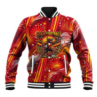 Personalized Spain Football Bull Mascot Baseball Jacket Dynamic Spanish Sunburst Abstract Flame