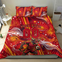 Personalized Spain Football Bull Mascot Bedding Set Dynamic Spanish Sunburst Abstract Flame