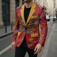 Personalized Spain Football Bull Mascot Blazer Dynamic Spanish Sunburst Abstract Flame