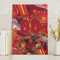 Personalized Spain Football Bull Mascot Canvas Wall Art Dynamic Spanish Sunburst Abstract Flame