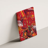 Personalized Spain Football Bull Mascot Canvas Wall Art Dynamic Spanish Sunburst Abstract Flame