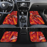 Personalized Spain Football Bull Mascot Car Mats Dynamic Spanish Sunburst Abstract Flame