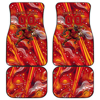 Personalized Spain Football Bull Mascot Car Mats Dynamic Spanish Sunburst Abstract Flame